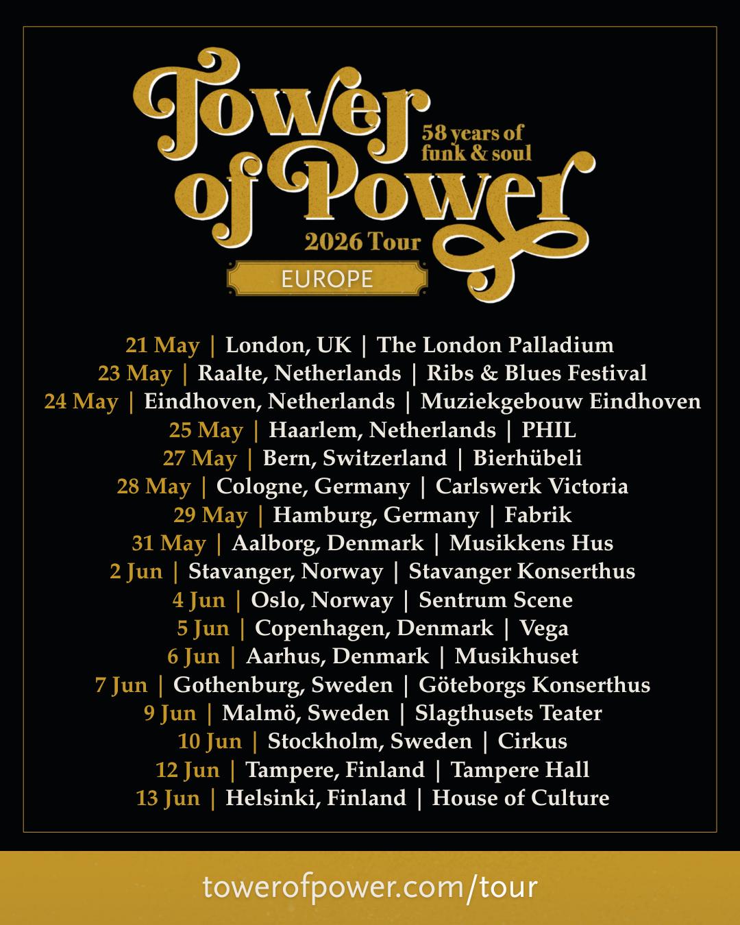 Tower Of Power 58 Years of Funk and Soul Tour Poster 2026